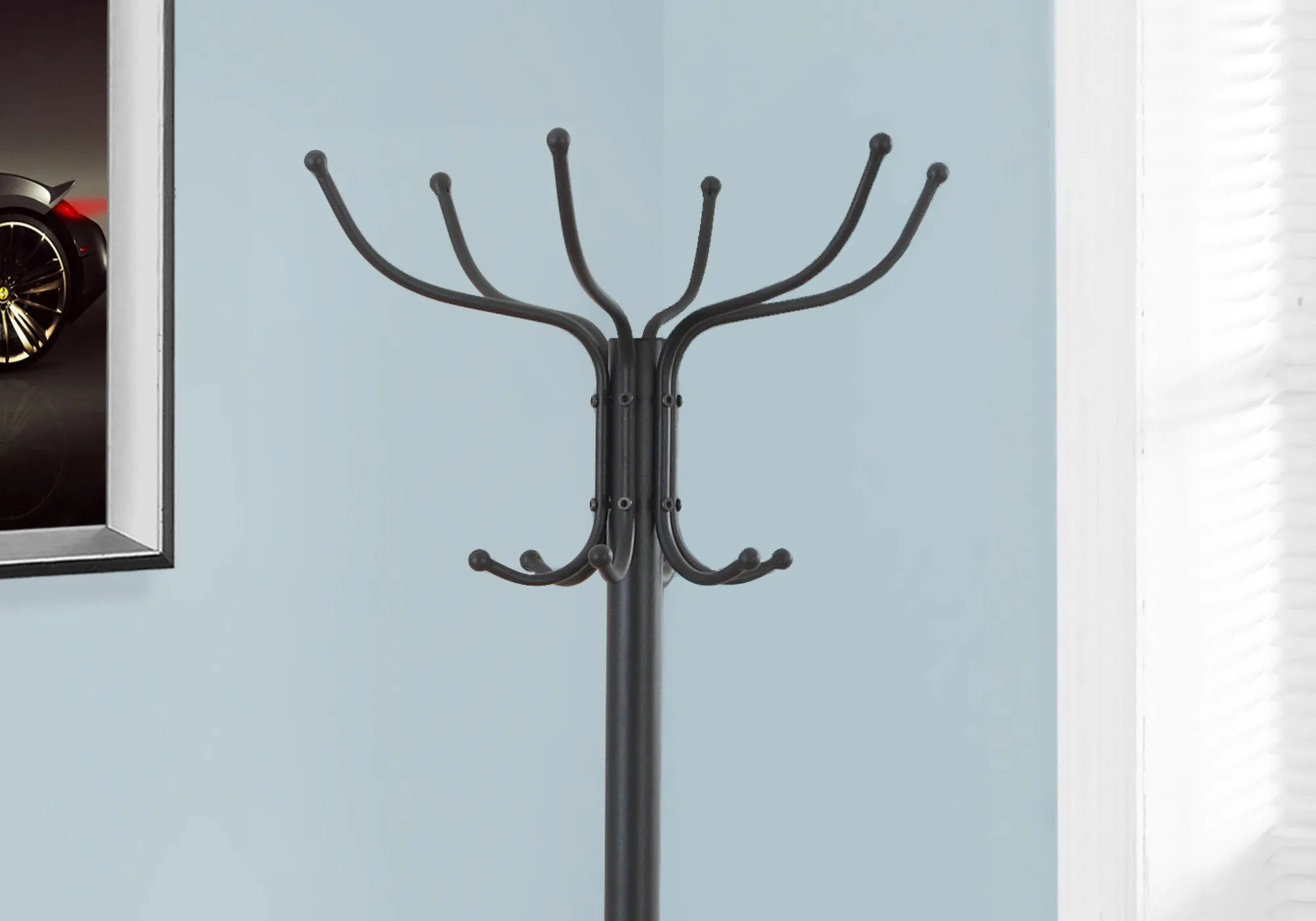 18" Stylish Black Metal Coat Rack & Umbrella Holder - Organize Your Entryway with Ease!