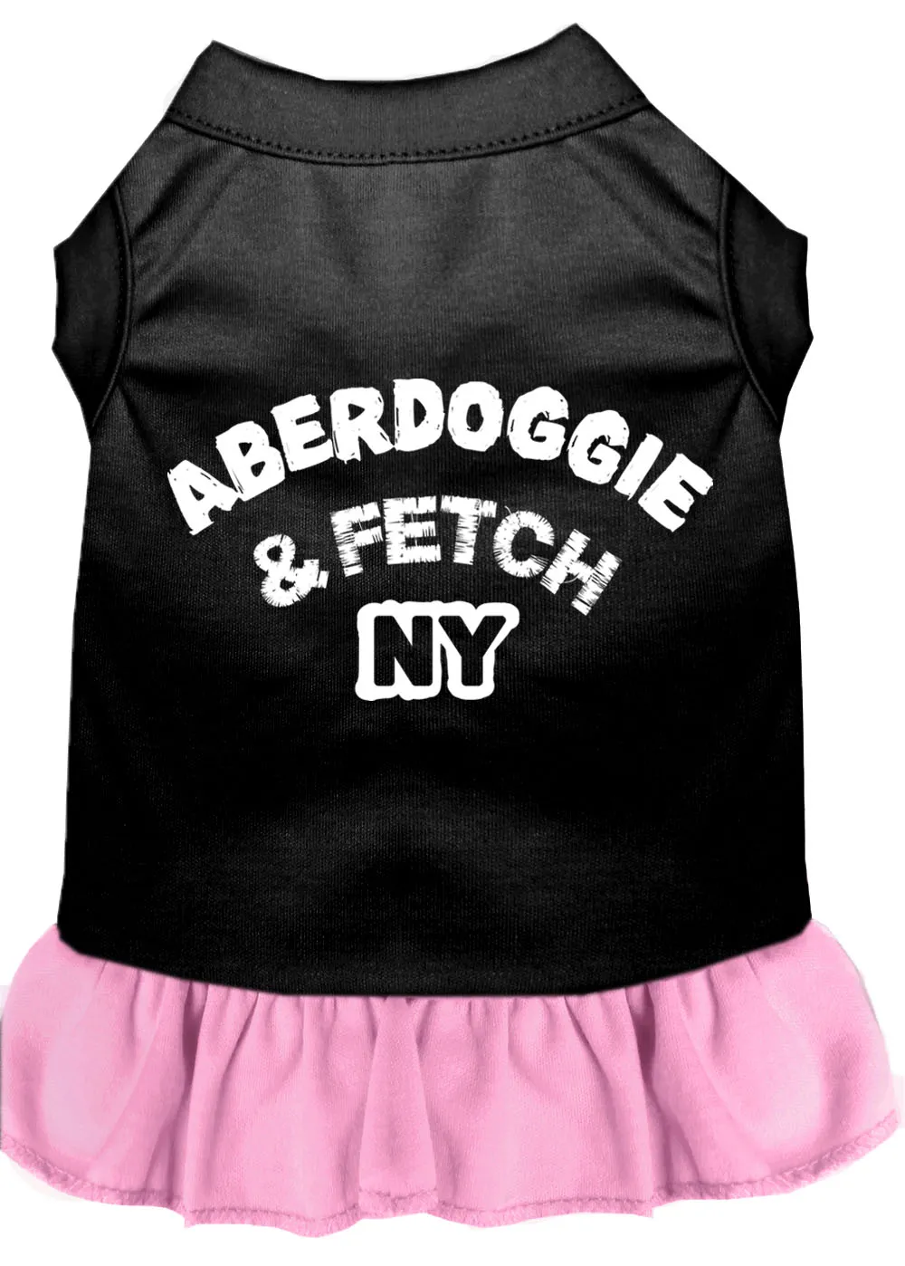 Aberdoggie Ny Screen Print Dog Dress Black With Light Pink Lg