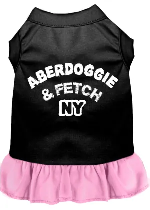 Aberdoggie Ny Screen Print Dog Dress Black With Light Pink Lg