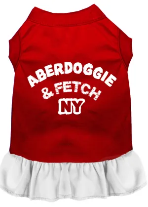 Aberdoggie Ny Screen Print Dress Red With White Sm