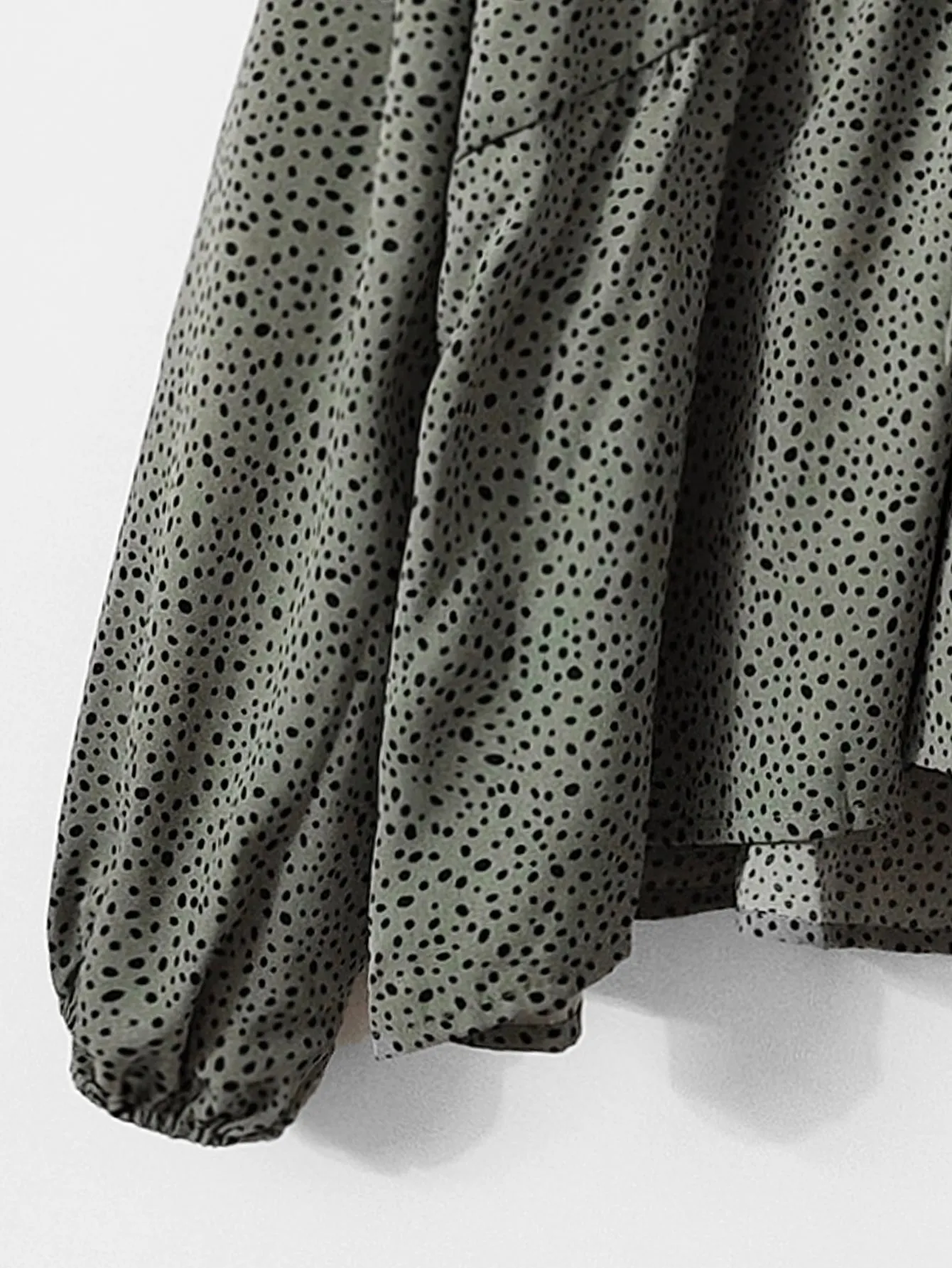 All Over Print Tie Front Long Sleeve V Neck Regular Plus Size Blouse