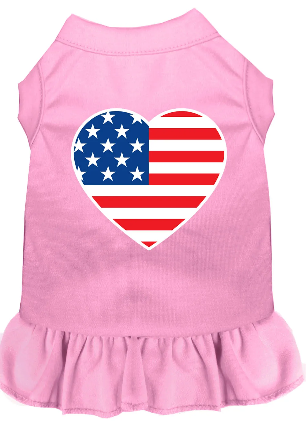 American Flag Heart Screen Print Dress Light Pink Sm