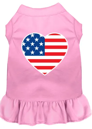 American Flag Heart Screen Print Dress Light Pink Sm