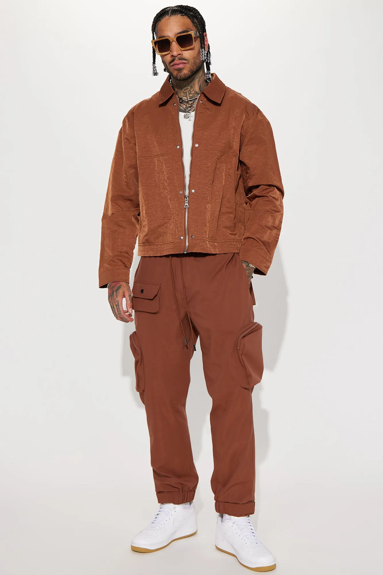 As It Was Nylon Coach Jacket - Brown