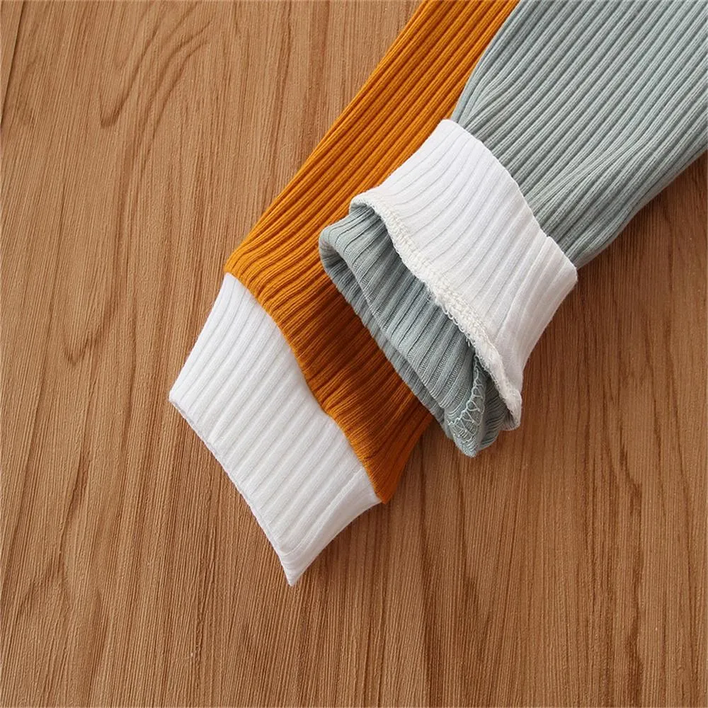 Baby Unisex Crew Neck Long Sleeve Color Contrast Top & Pants Wholesale Baby Clothes Suppliers