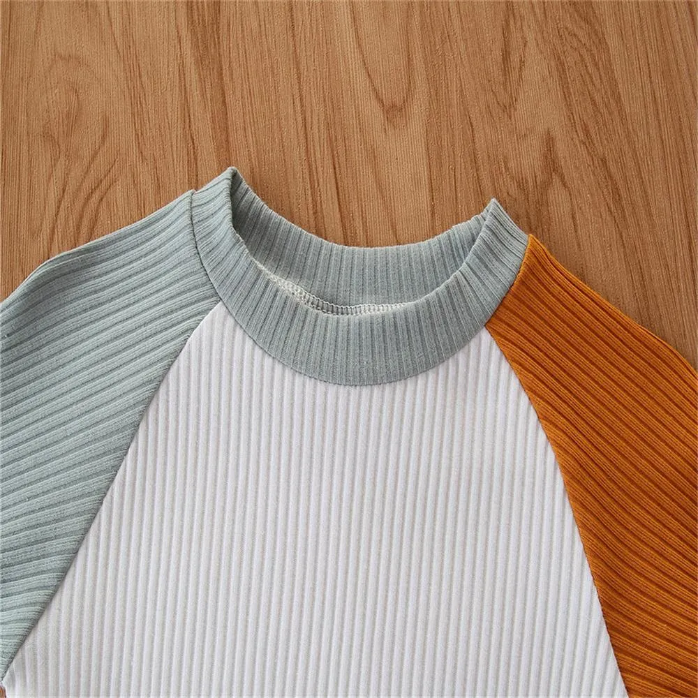 Baby Unisex Crew Neck Long Sleeve Color Contrast Top & Pants Wholesale Baby Clothes Suppliers