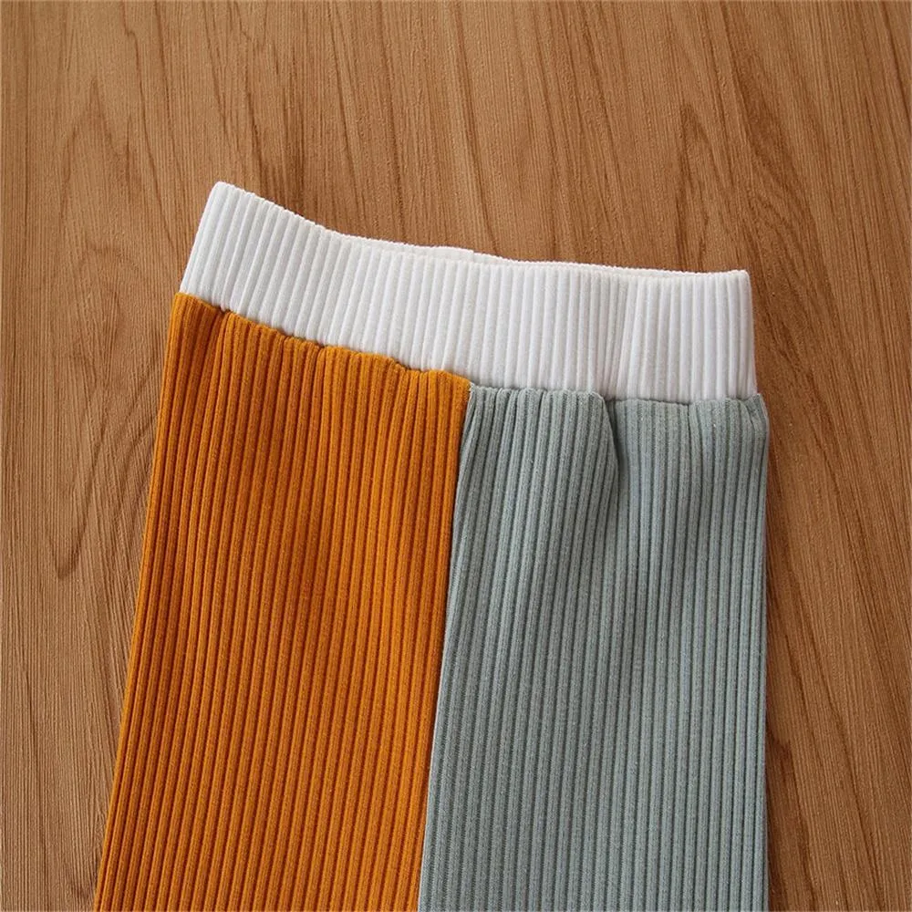 Baby Unisex Crew Neck Long Sleeve Color Contrast Top & Pants Wholesale Baby Clothes Suppliers