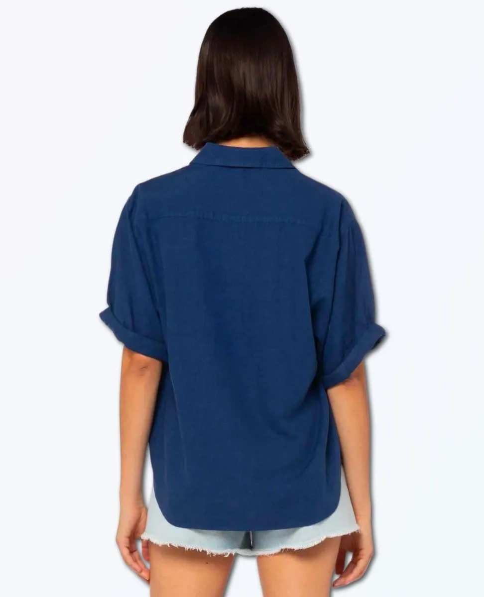 Barley Blue Short Sleeve Blouse