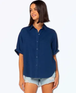 Barley Blue Short Sleeve Blouse