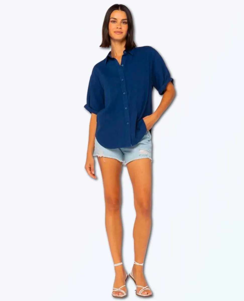 Barley Blue Short Sleeve Blouse