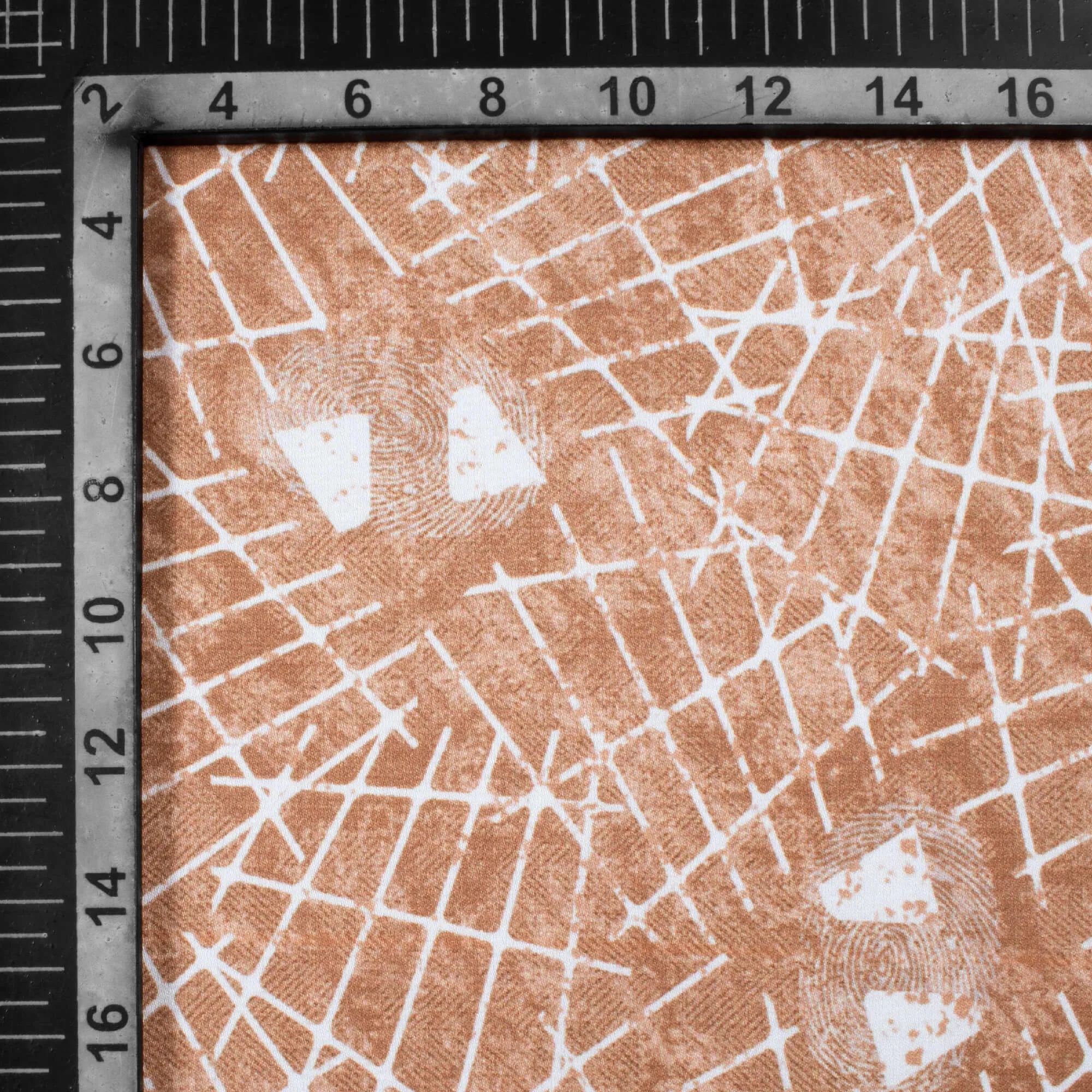 Beaver Brown And White Abstract Pattern Digital Print Crepe Silk Fabric