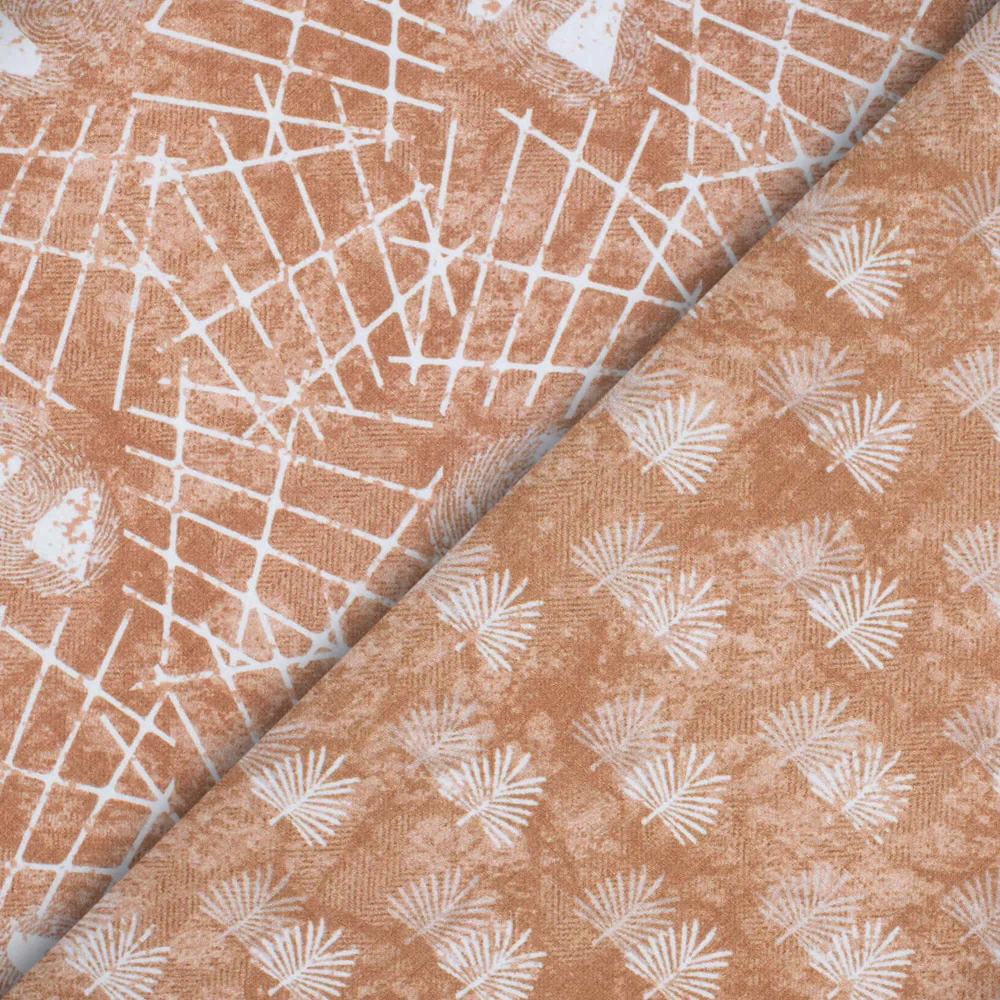 Beaver Brown And White Abstract Pattern Digital Print Crepe Silk Fabric