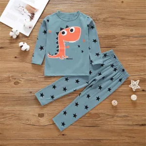 Boys Cute Dinosaur Cartoon Long Sleeve Top & Pants