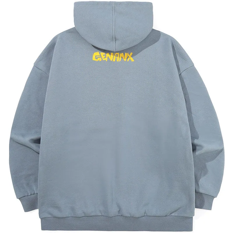 Casual Plain Graphic Fleece Hoodies