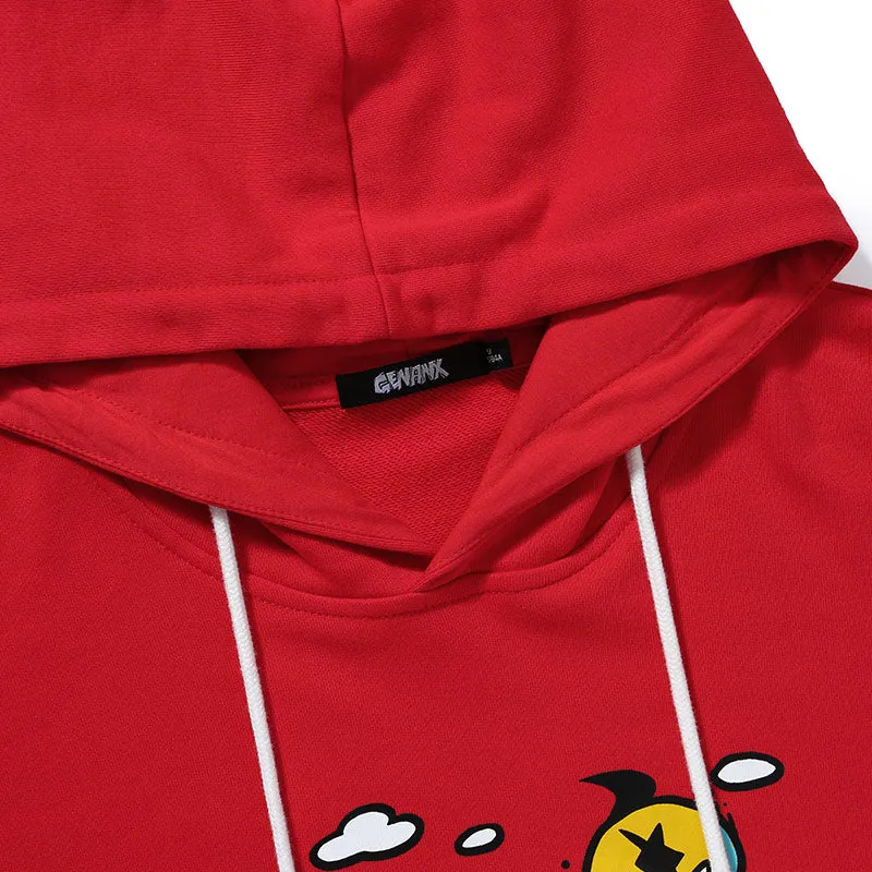 Casual Print Drop-Shoulder Sleeve Hoodies