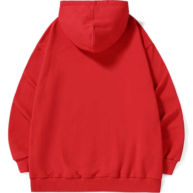 Casual Print Drop-Shoulder Sleeve Hoodies