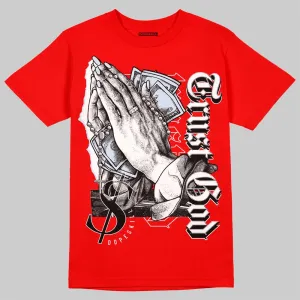 Cherry 11s DopeSkill Varsity Red T-shirt Trust God Graphic