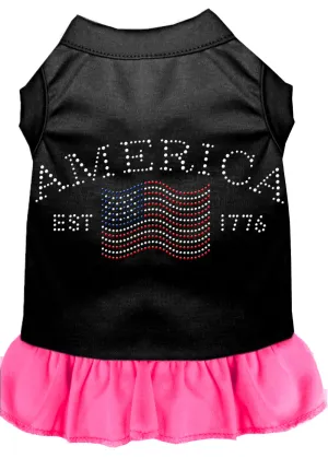 Classic America Rhinestone Dress Black With Bright Pink Xxxl