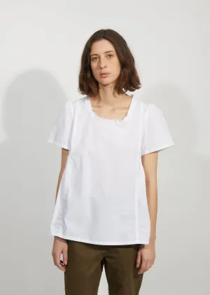 Cotton Poplin Side Pleated Top
