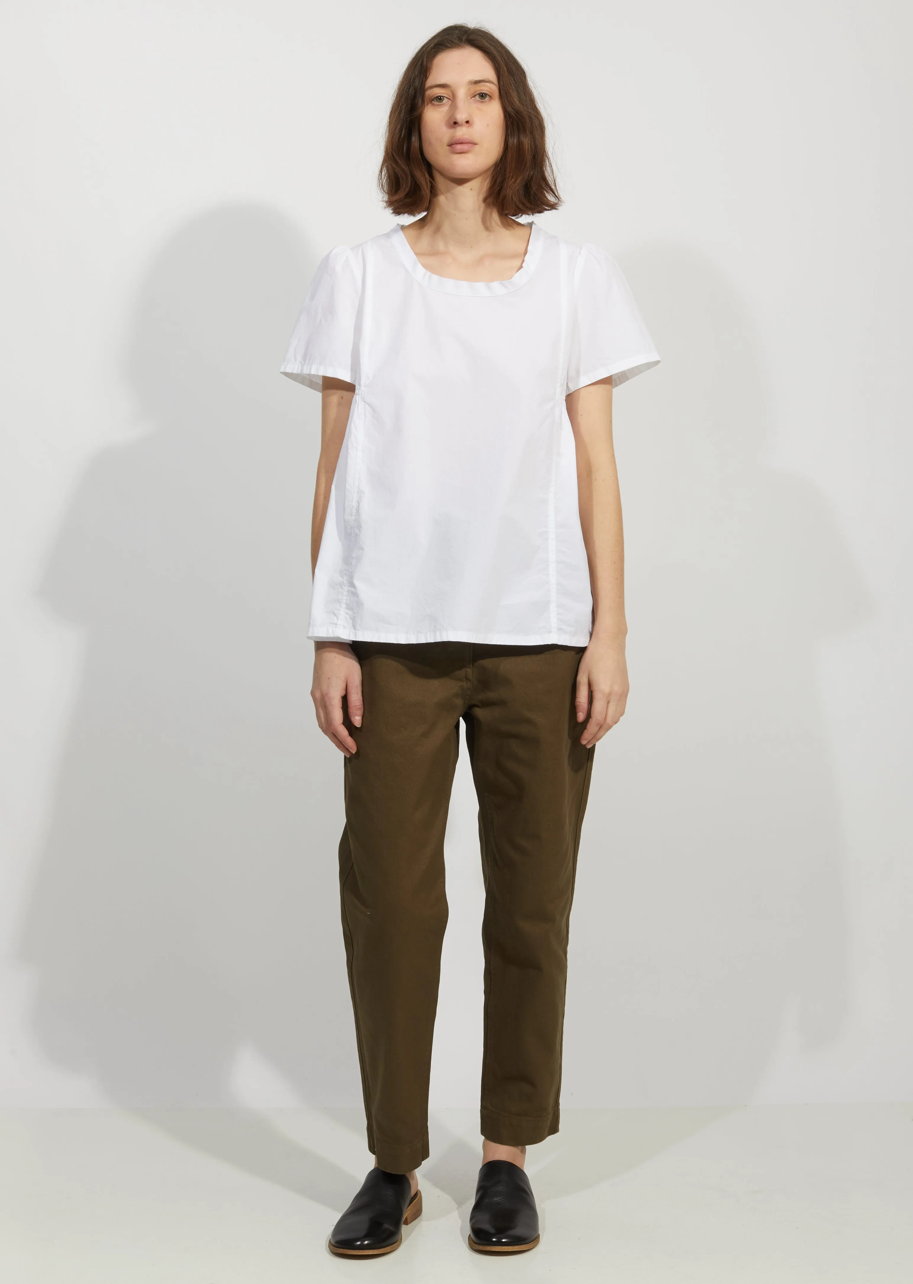Cotton Poplin Side Pleated Top