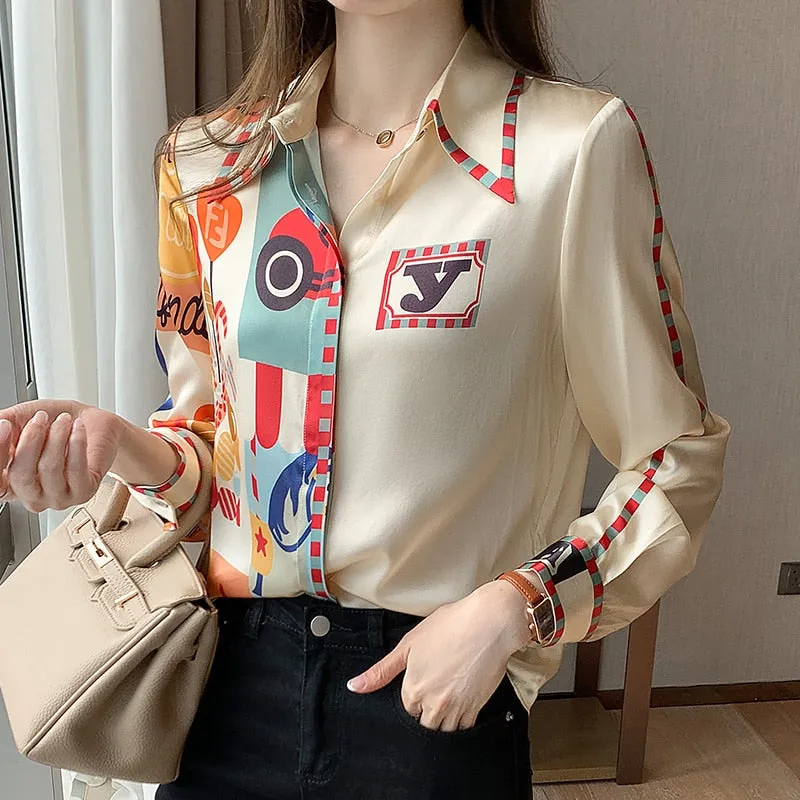 deanwangkt OL shirts Women's blouses  Summer Spring casual loose long sleeve Tops Blusas Mujer