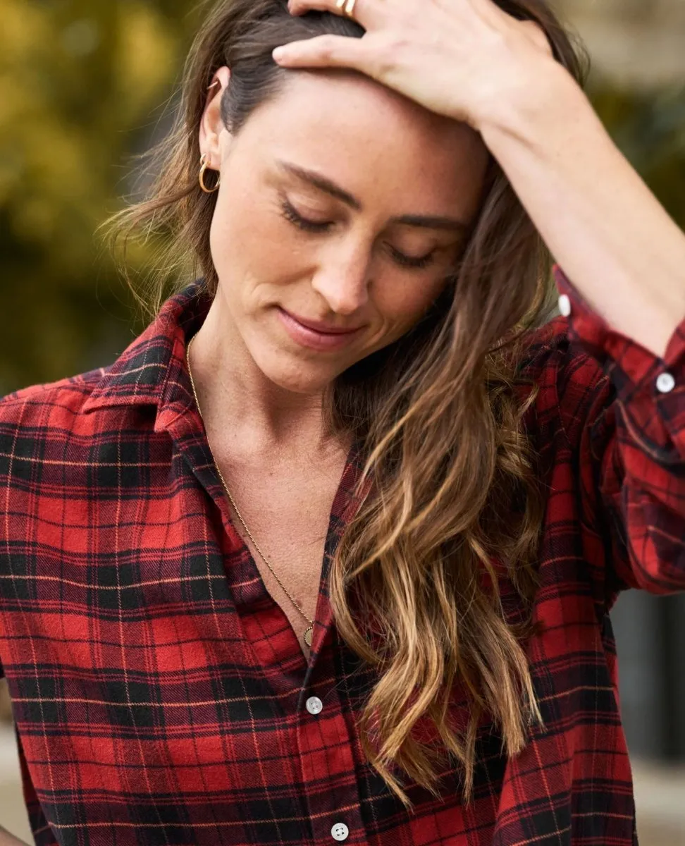 Eileen Relaxed Heather Red Black Plaid Flannel