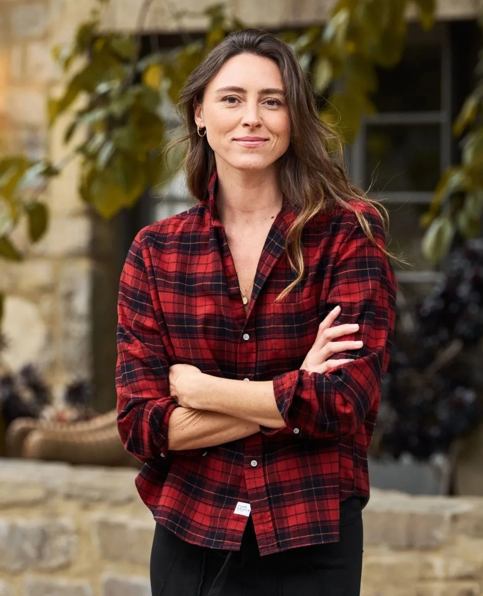 Eileen Relaxed Heather Red Black Plaid Flannel