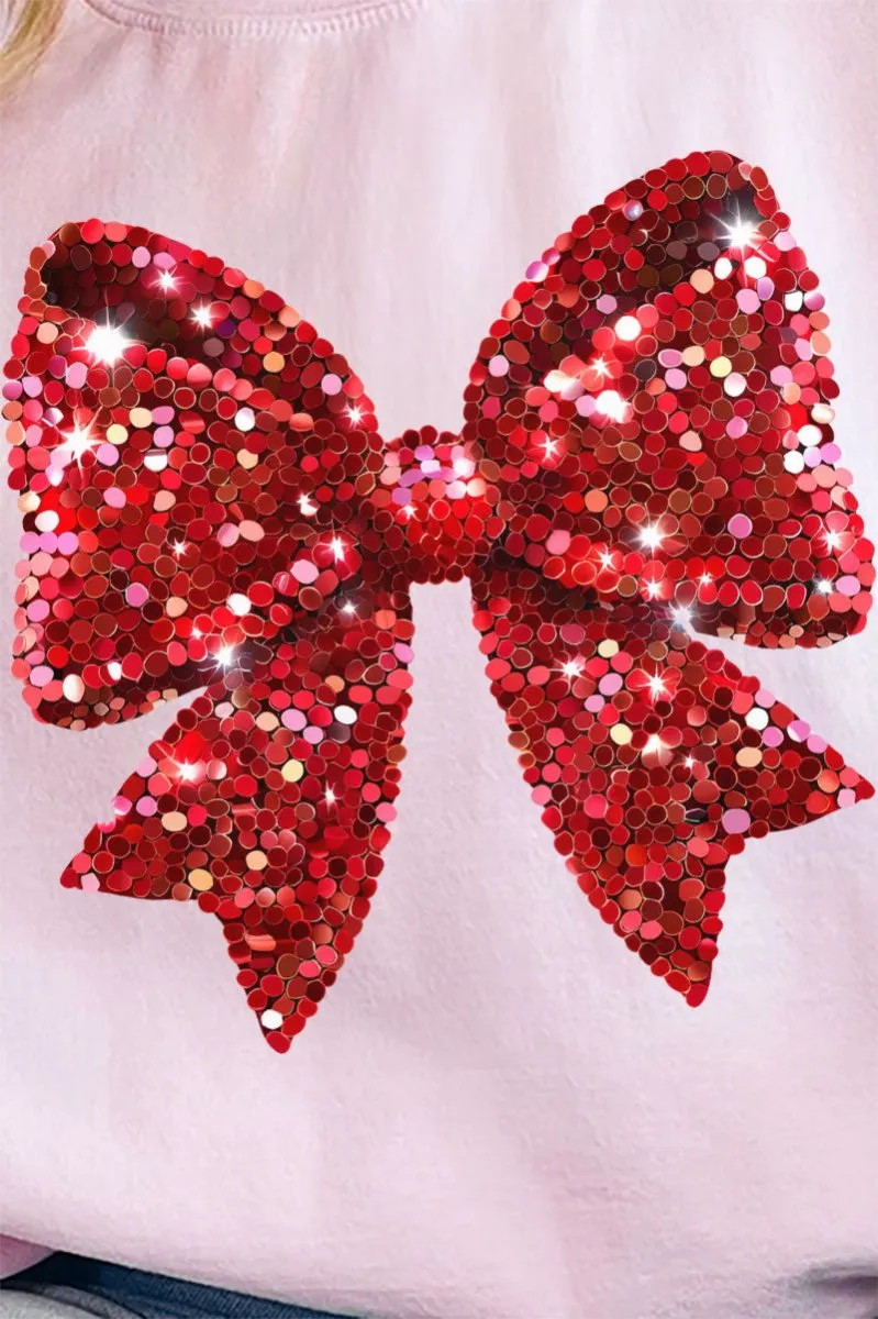 Faux Sequin Red Coquette Bow Unisex NuBlend Crew Sweatshirt