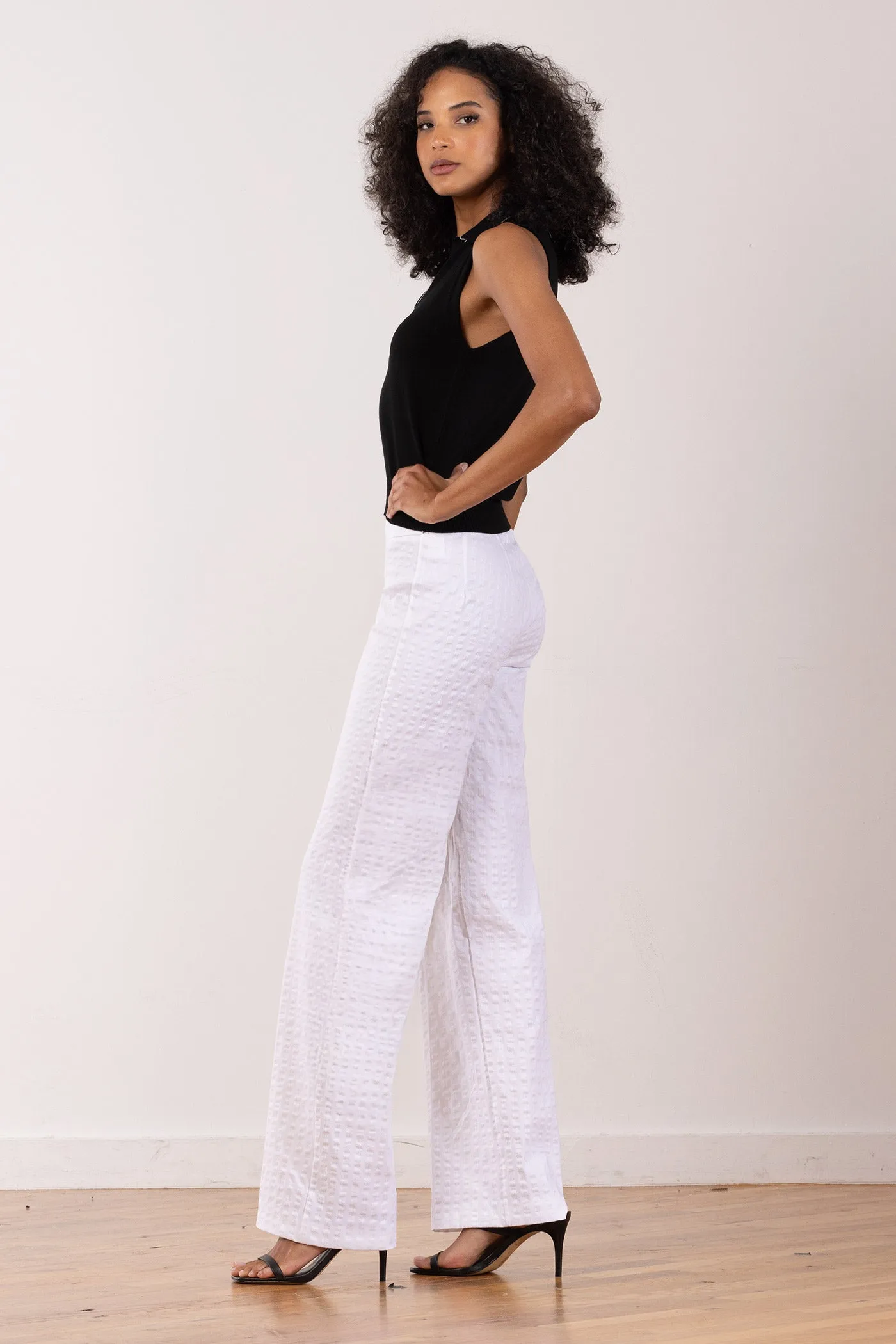 FLAVIA Seersucker White