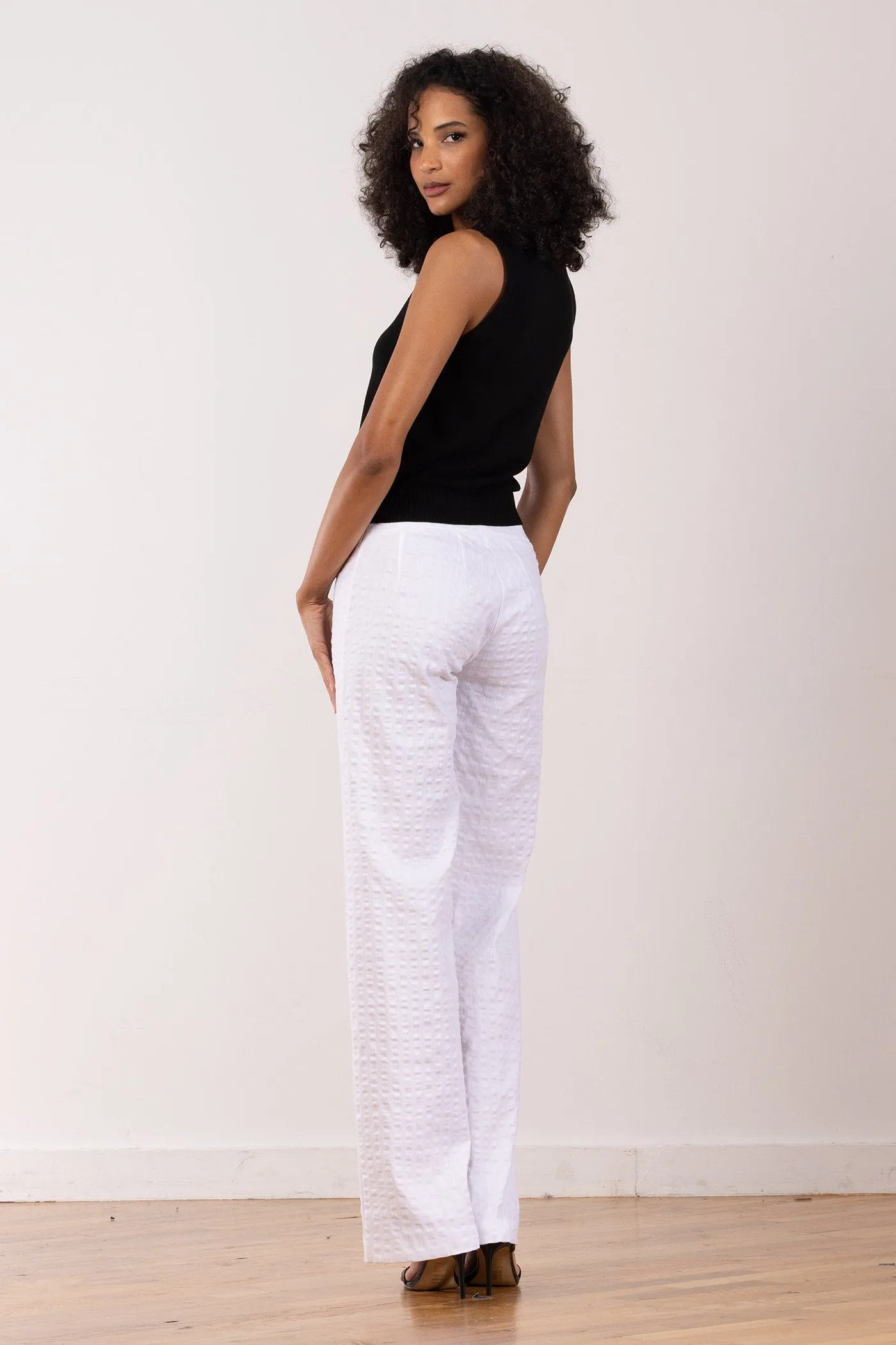 FLAVIA Seersucker White