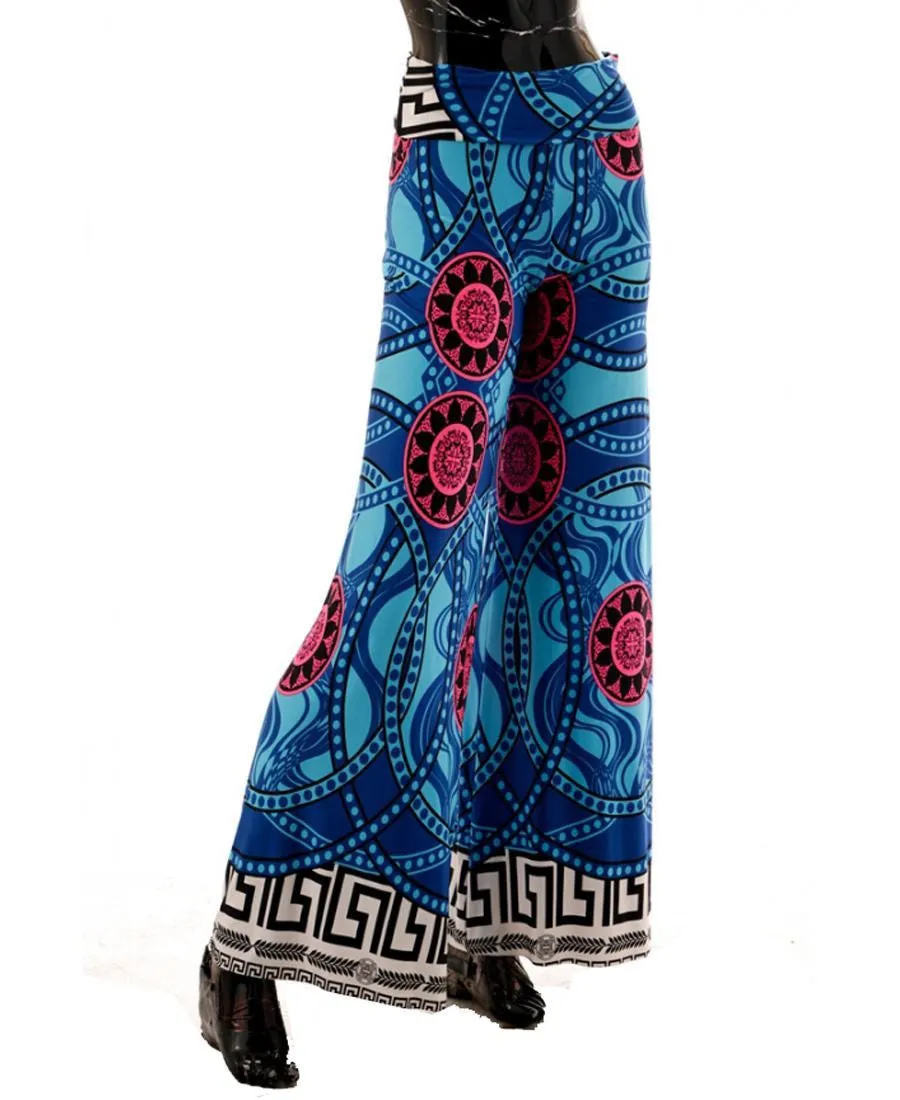 Foldover Palazzo Pants Blue Greek Goddess