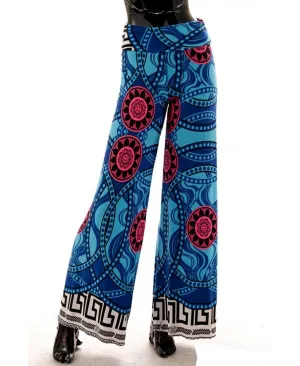 Foldover Palazzo Pants Blue Greek Goddess