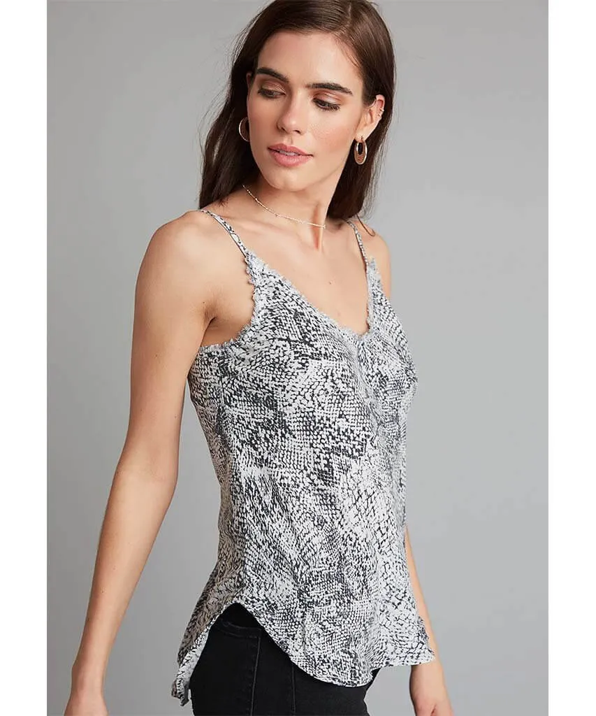 Frayed Cami Snake Print Moonstone