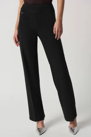 Joseph Ribkoff 233277 Black Wide-Leg Pull-On Trousers