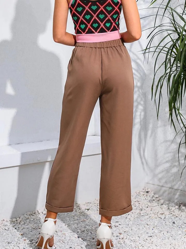 Keep Calm Straight Leg Cropped Pants