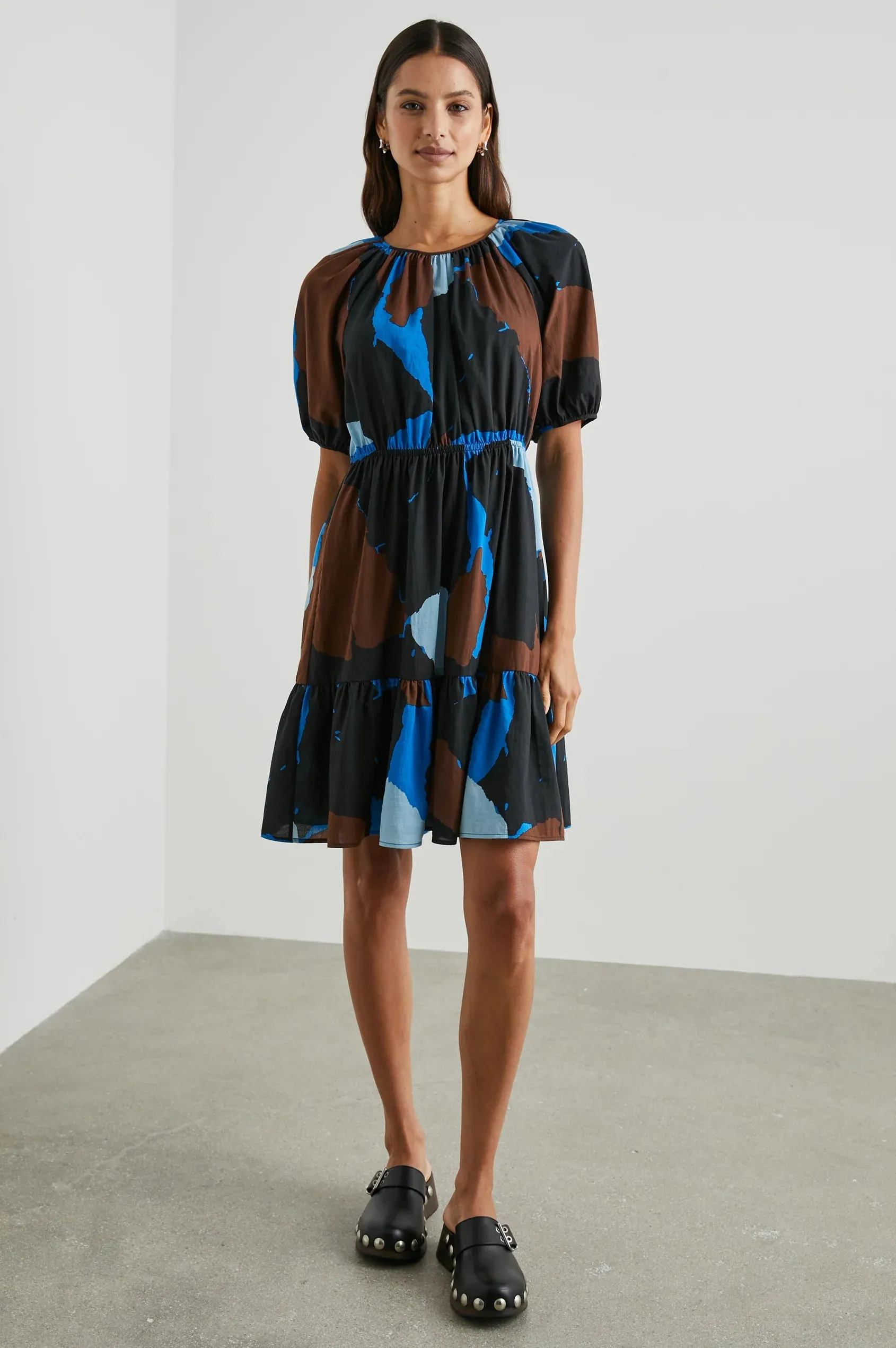 Khloe Dress ~ Blue Multi Color Block