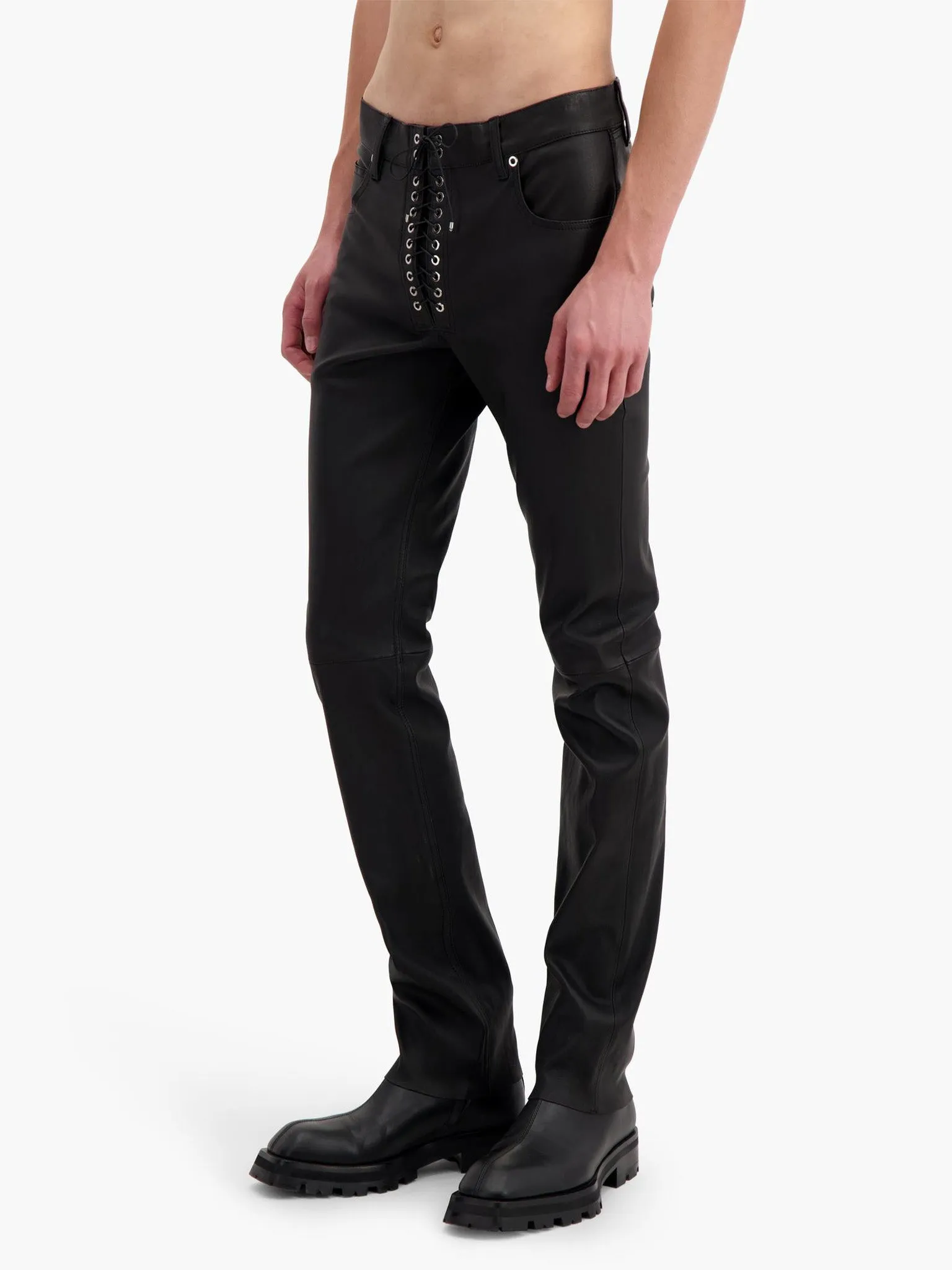 Lace Up Pants in Leather