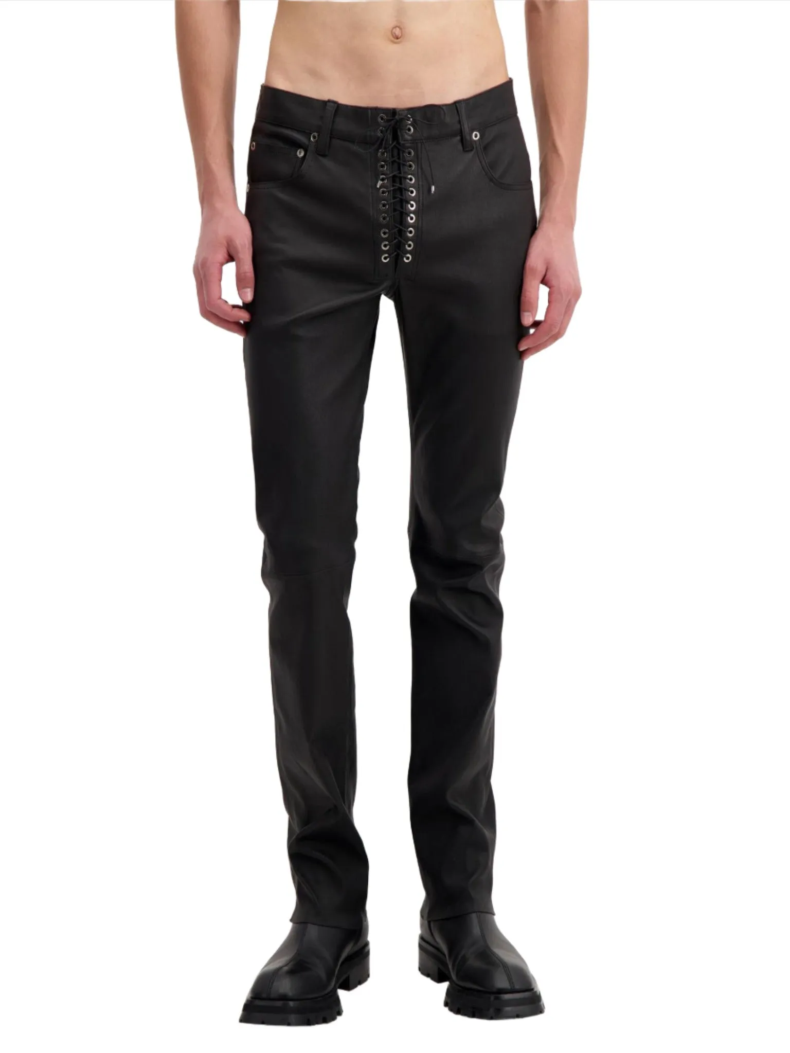 Lace Up Pants in Leather