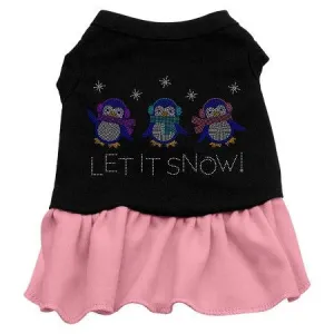 Let it Snow Penguins Rhinestone Dress Black with Pink Lg (14)