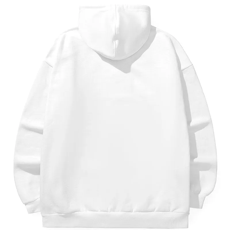 Letter Print Fleece Hoodies With Detachable Pendant