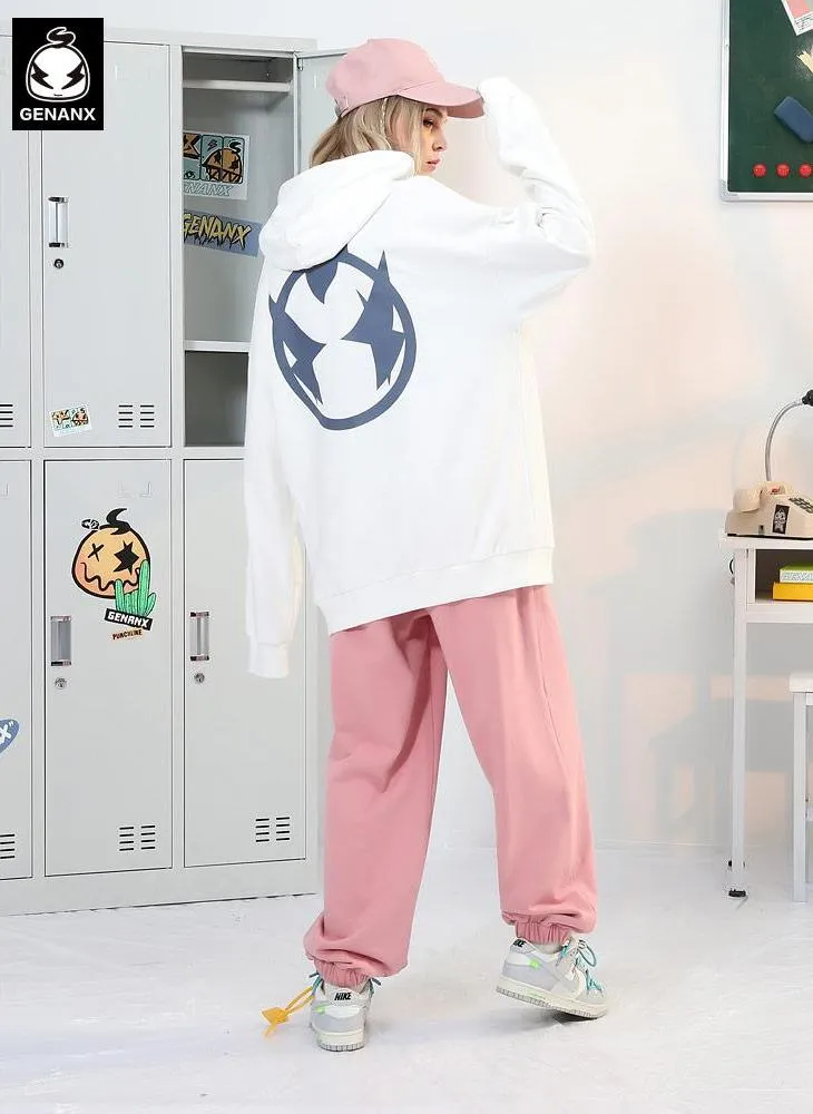 Letter Print Kangaroo Pocket Couple Hoodies
