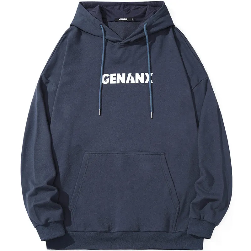 Letter Print Kangaroo Pocket Couple Hoodies