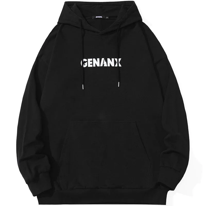 Letter Print Kangaroo Pocket Couple Hoodies