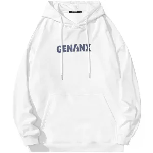 Letter Print Kangaroo Pocket Couple Hoodies