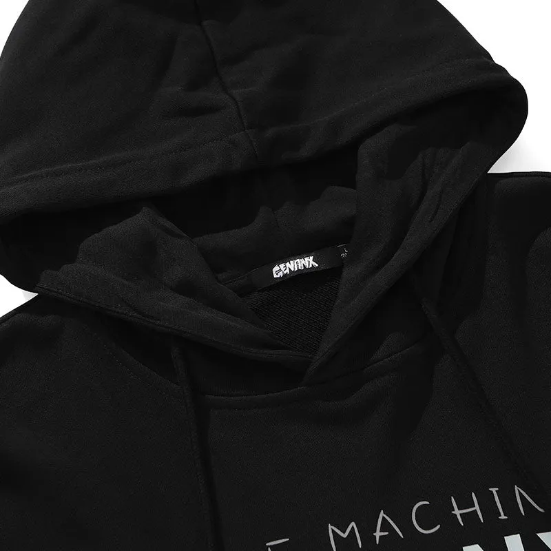 Letter Print Kangaroo Pocket Drop-Shoulder Sleeve Hoodies