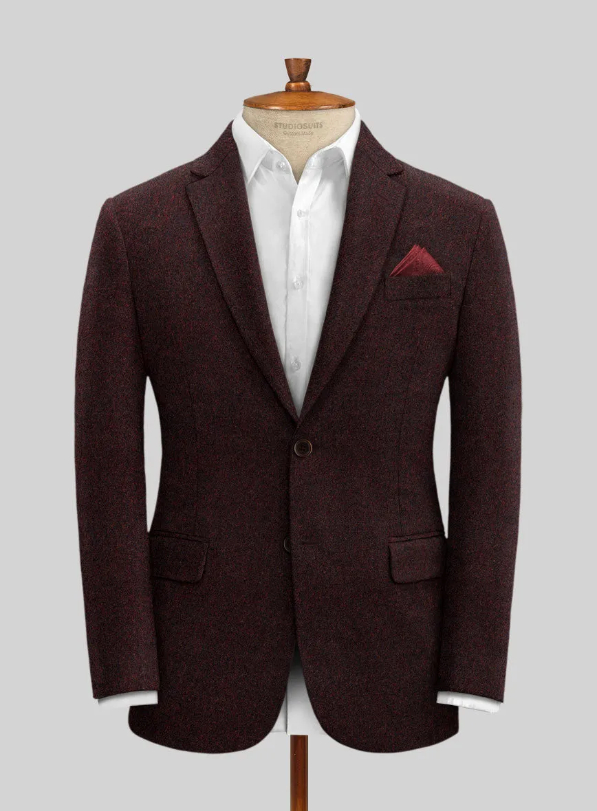 Light Weight Melange Wine Tweed Jacket