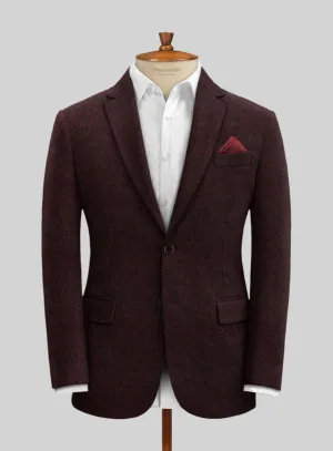 Light Weight Melange Wine Tweed Jacket