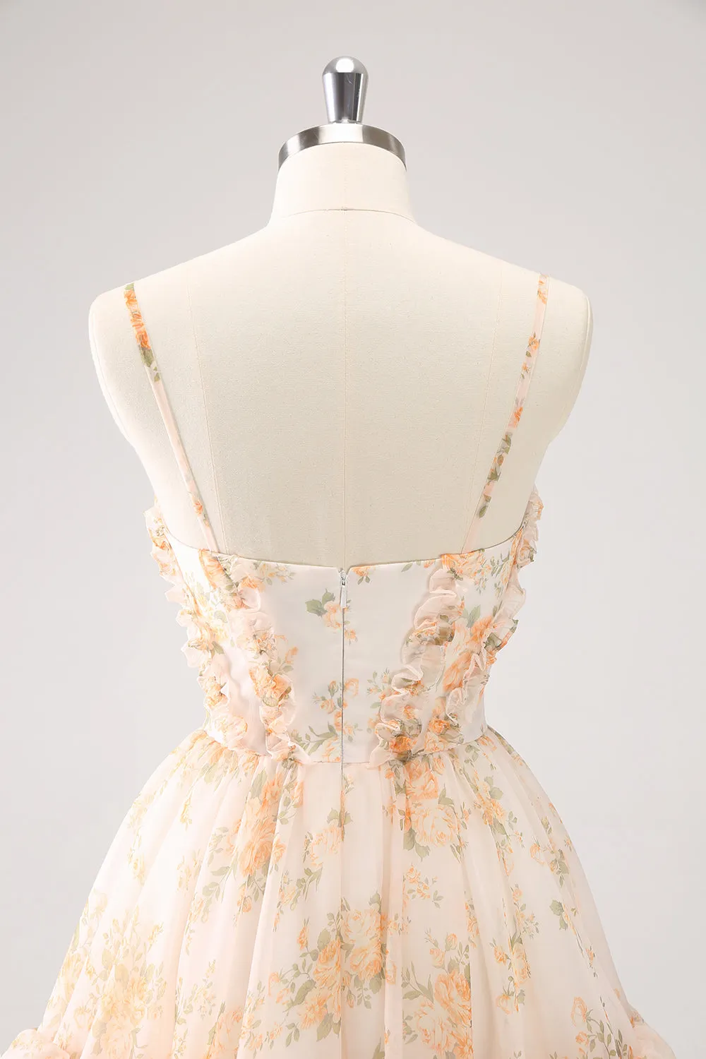Lilac A-Line Floral Prints Ruffled Tiered Mini Dress