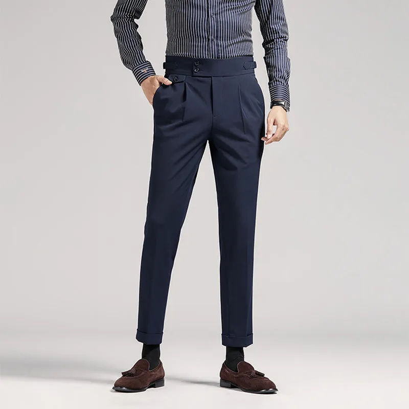 Men's Classic High Waist Pant Flat Front Trousers