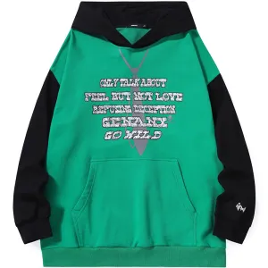 Minimalist Color Block Patchwork Letter Print Hoodies